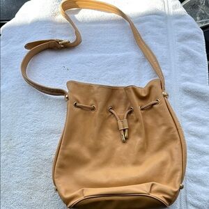Adrianna Papell Tan Leather Bucket Bag